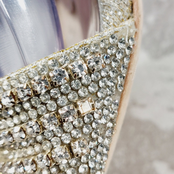 NEW Badgley Mischka Embellished Gold Glitter Heeled Sandals B202 - Picture 11 of 14
